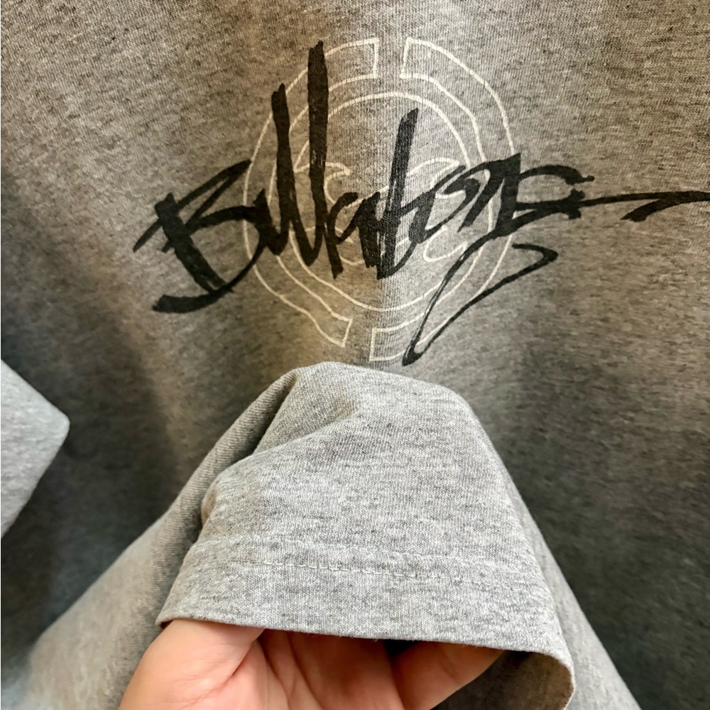 Billabong VTG late 90s Y2K grey/black graffiti logo ringer t-shirt CUT TAG L/XL - Picture 4 of 4